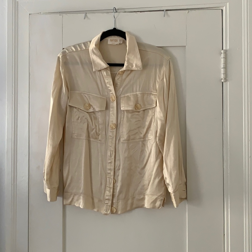 Nation LTD Sateen Off White Button Down